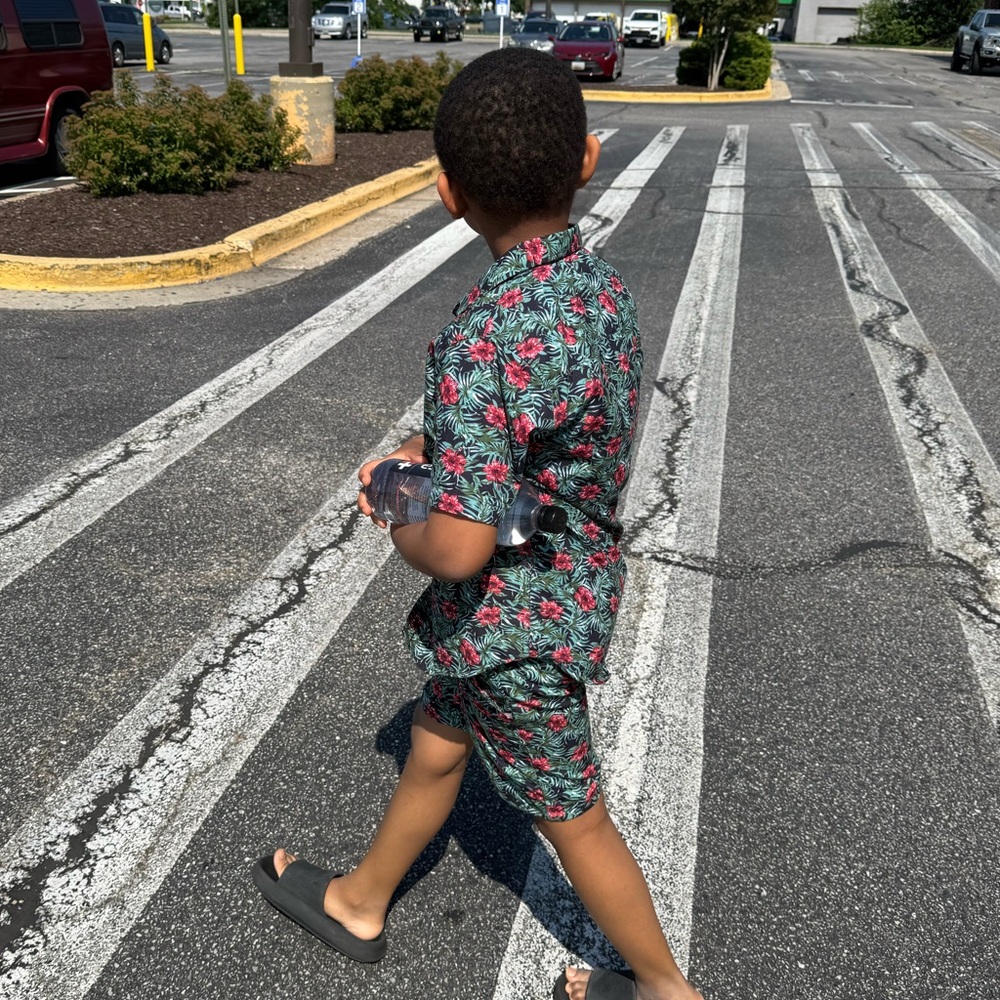 Boys Floral Button-Up Shirt and Shorts Set